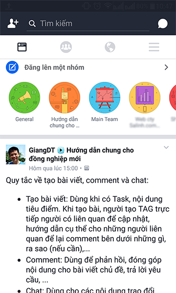 Workplace – Trang cap nhat mobile